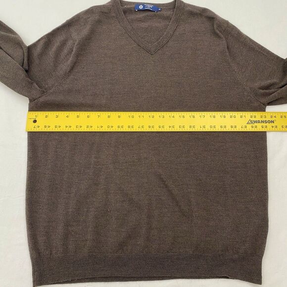 J Crew Merino Wool Sweater Mens XL Brown V Neck Pullover Classic Minimalist - Picture 5 of 7